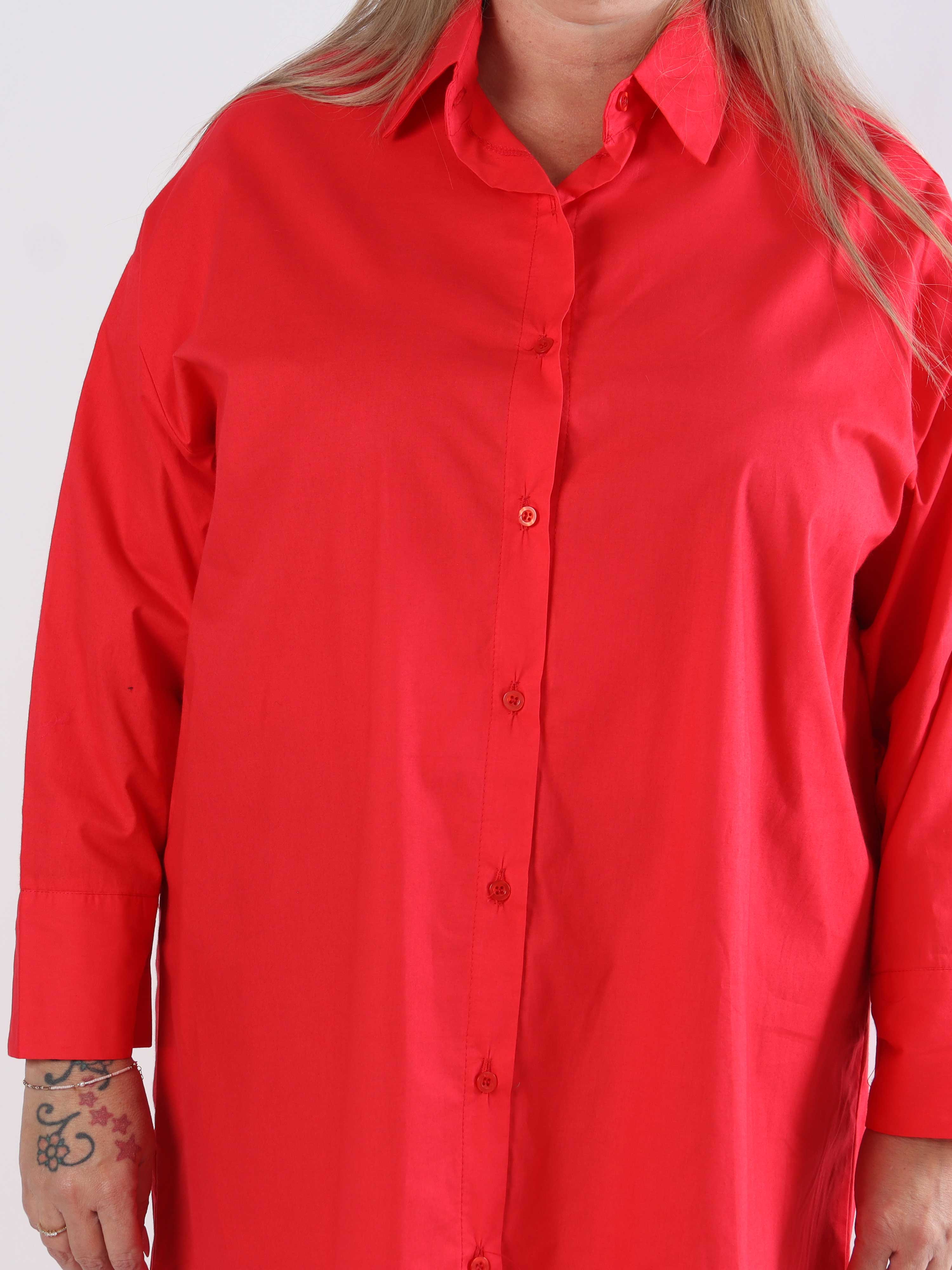 Ceylan - Lång skjortklänning i enfärgad bomull i plusstorlek